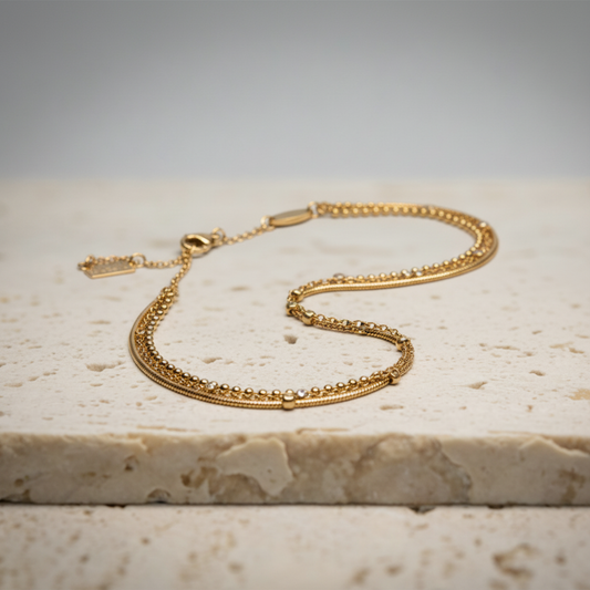 Liora Luxe Bracelet gold layered chains with crystal accents elegant jewelry accessory
