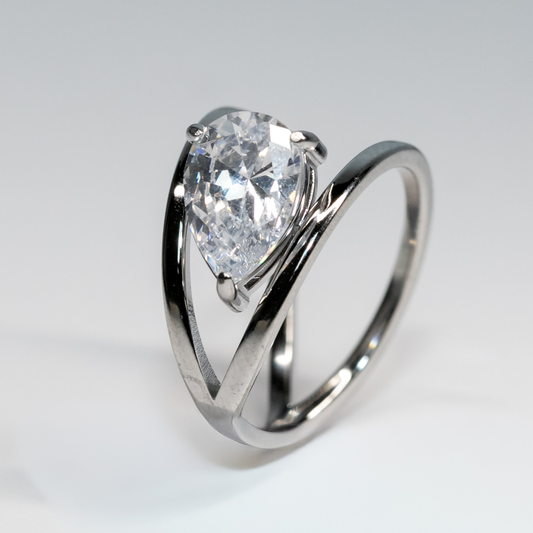 Aurora Solitaire Ring In Silver